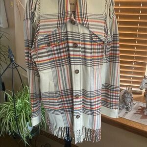 Ralph Lauren PoloPlaid Fringe Button-Up Jacket